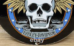 Vintage Harley Davidson Motorcycles Porcelain Dealership Sign Gas Oil Quality