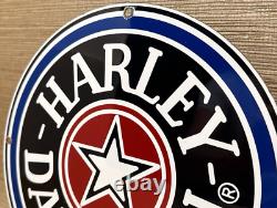 Vintage Harley Davidson Motorcycles Porcelain Dealership Sign Gas Oil Quality