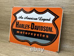 Vintage Harley Davidson Motorcycles Porcelain Dealership Sign Gas Oil Quality