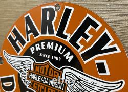 Vintage Harley Davidson Motorcycles Porcelain Dealership Sign Gas Oil Quality