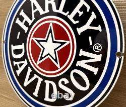 Vintage Harley Davidson Motorcycles Porcelain Dealership Sign Gas Oil Quality