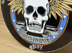 Vintage Harley Davidson Motorcycles Porcelain Dealership Sign Gas Oil Quality