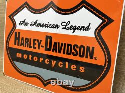 Vintage Harley Davidson Motorcycles Porcelain Dealership Sign Gas Oil Quality