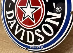 Vintage Harley Davidson Motorcycles Porcelain Dealership Sign Gas Oil Quality