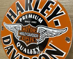 Vintage Harley Davidson Motorcycles Porcelain Dealership Sign Gas Oil Quality