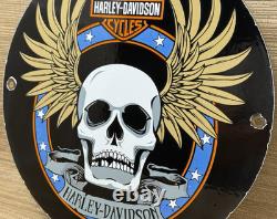 Vintage Harley Davidson Motorcycles Porcelain Dealership Sign Gas Oil Quality