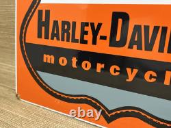 Vintage Harley Davidson Motorcycles Porcelain Dealership Sign Gas Oil Quality