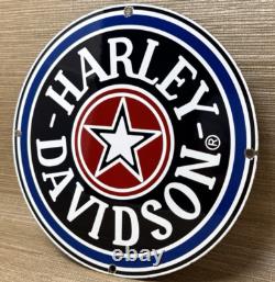 Vintage Harley Davidson Motorcycles Porcelain Dealership Sign Gas Oil Quality