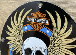 Vintage Harley Davidson Motorcycles Porcelain Dealership Sign Gas Oil Quality