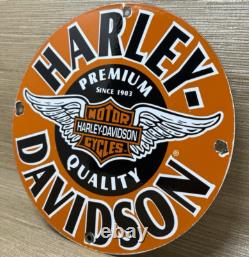 Vintage Harley Davidson Motorcycles Porcelain Dealership Sign Gas Oil Quality