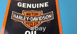 Vintage Harley Davidson Motorcycles Porcelain Motor Oil Quart Can Gas Pump Sign
