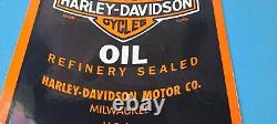 Vintage Harley Davidson Motorcycles Porcelain Motor Oil Quart Can Gas Pump Sign
