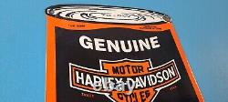 Vintage Harley Davidson Motorcycles Porcelain Motor Oil Quart Can Gas Pump Sign