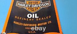 Vintage Harley Davidson Motorcycles Porcelain Motor Oil Quart Can Gas Pump Sign
