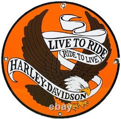 Vintage Harley Davidson Motorcycles Porcelain Sign Gas Oil Dealership Hog Bike