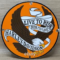 Vintage Harley Davidson Motorcycles Porcelain Sign Gas Oil Dealership Hog Bike