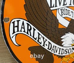 Vintage Harley Davidson Motorcycles Porcelain Sign Gas Oil Dealership Hog Bike
