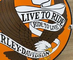 Vintage Harley Davidson Motorcycles Porcelain Sign Gas Oil Dealership Hog Bike
