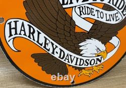 Vintage Harley Davidson Motorcycles Porcelain Sign Gas Oil Dealership Hog Bike