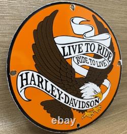 Vintage Harley Davidson Motorcycles Porcelain Sign Gas Oil Dealership Hog Bike