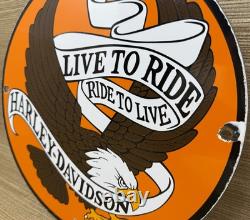 Vintage Harley Davidson Motorcycles Porcelain Sign Gas Oil Dealership Hog Bike