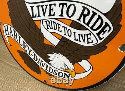 Vintage Harley Davidson Motorcycles Porcelain Sign Gas Oil Dealership Hog Bike