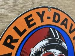 Vintage Harley Davidson Motorcycles Porcelain Sign Gas Oil Dealership Hog Bike