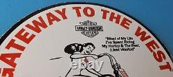 Vintage Harley Davidson Motorcycles Sign Gateway Biker Gas Pump Porcelain Sign