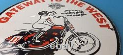 Vintage Harley Davidson Motorcycles Sign Gateway Biker Gas Pump Porcelain Sign