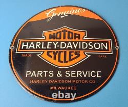 Vintage Harley Davidson Motorcycles Sign Parts Service Porcelain Gas Pump Sign