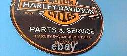 Vintage Harley Davidson Motorcycles Sign Parts Service Porcelain Gas Pump Sign