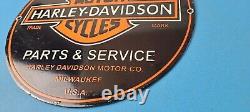 Vintage Harley Davidson Motorcycles Sign Parts Service Porcelain Gas Pump Sign