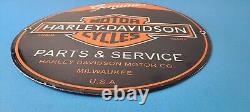 Vintage Harley Davidson Motorcycles Sign Parts Service Porcelain Gas Pump Sign