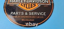 Vintage Harley Davidson Motorcycles Sign Parts Service Porcelain Gas Pump Sign