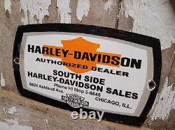 Vintage Harley Davidson Porcelain Sign Gas Motorcycle Dealer Plaquesales Service