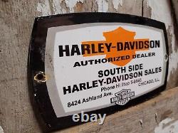 Vintage Harley Davidson Porcelain Sign Gas Motorcycle Dealer Plaquesales Service