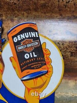 Vintage Harley Davidson Porcelain Sign Motorcycle Dealer Sales Motor Service