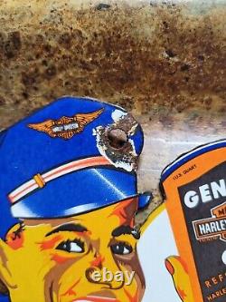Vintage Harley Davidson Porcelain Sign Motorcycle Dealer Sales Motor Service