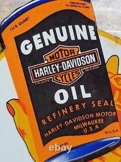 Vintage Harley Davidson Porcelain Sign Motorcycle Dealer Sales Motor Service