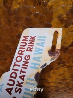 Vintage Hawaii Porcelain Sign Topper Roller Skating Rink CIVIC Honolulu Aloha