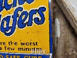 Vintage Headache Wafers Porcelain Sign Doctors Cure Remedy Hospital Medicine