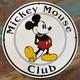 Vintage Heavy Metal Mickey Mouse Club Porcelain Pump Sign
