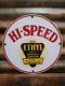 Vintage Hi-speed Ethyl Porcelain Sign Gas Station Service Gasoline Antinock Sign