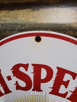 Vintage Hi-speed Ethyl Porcelain Sign Gas Station Service Gasoline Antinock Sign