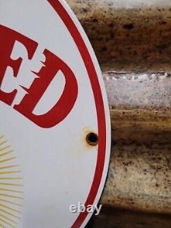 Vintage Hi-speed Ethyl Porcelain Sign Gas Station Service Gasoline Antinock Sign
