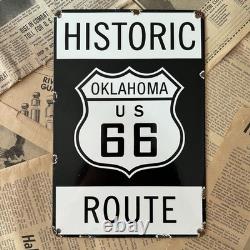 Vintage Historic Route 66 8x12 Inches Porcelain Enamel Sign