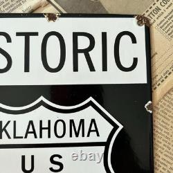 Vintage Historic Route 66 8x12 Inches Porcelain Enamel Sign