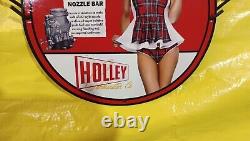 Vintage Holley Carburetor Garage Gas&oil Pinup Girl Porcelain Enamel Sign