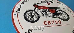 Vintage Honda Automobiles Porcelain Cb750 Gas Motorcycles Service Sales Sign