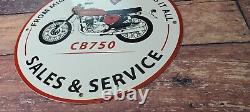 Vintage Honda Porcelain Motorcycle Cb750 Gas Oil Pump Plate Service Sales Sign